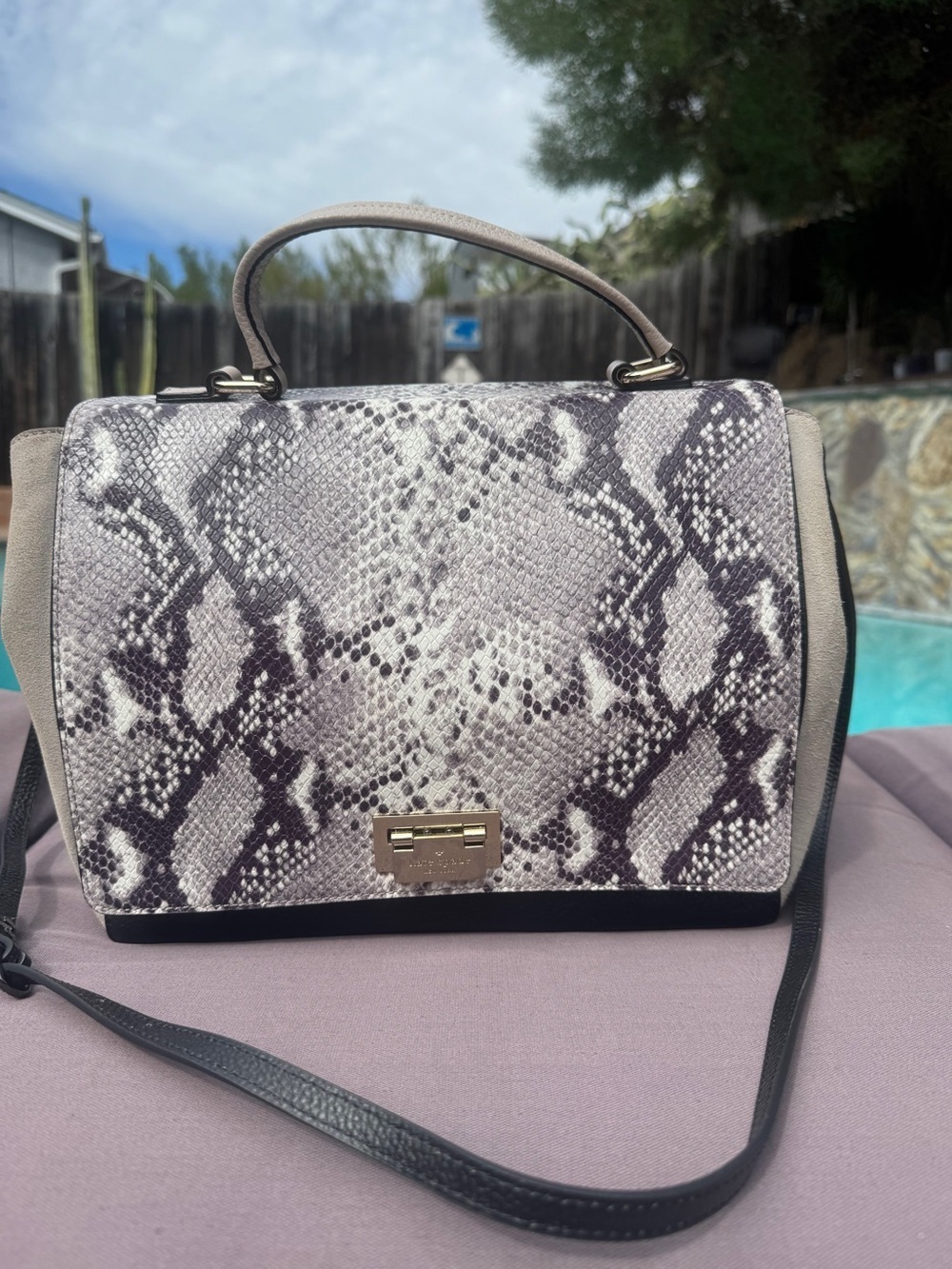 Kate Spade Magnolia Park Exotic Large Laurel Satchel Snake Suede Leather Bag
EUC - Picture 2 of 16